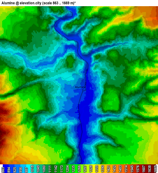 Zoom OUT 2x Aluminé, Argentina elevation map