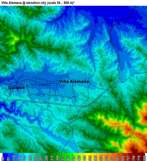 Zoom OUT 2x Villa Alemana, Chile elevation map
