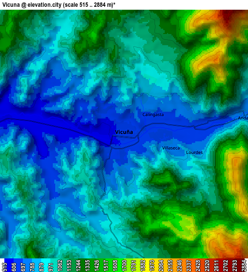 Zoom OUT 2x Vicuña, Chile elevation map