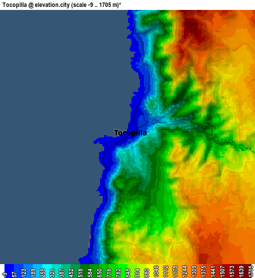Zoom OUT 2x Tocopilla, Chile elevation map