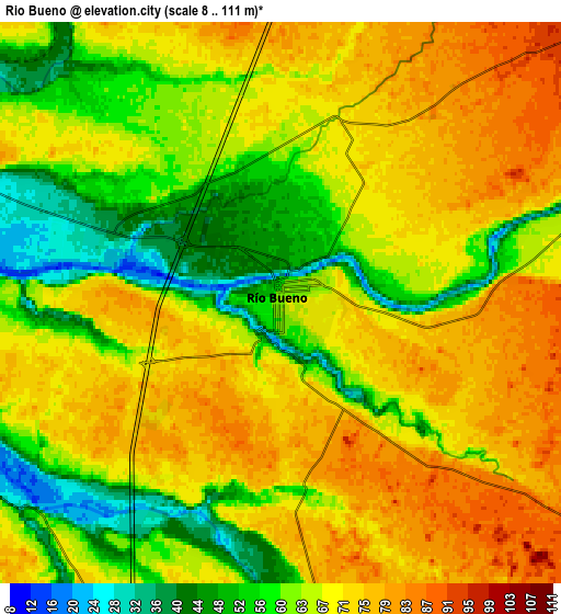 Zoom OUT 2x Río Bueno, Chile elevation map