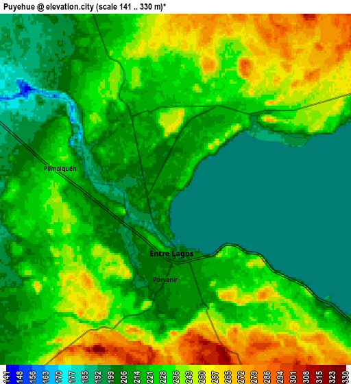 Zoom OUT 2x Puyehue, Chile elevation map
