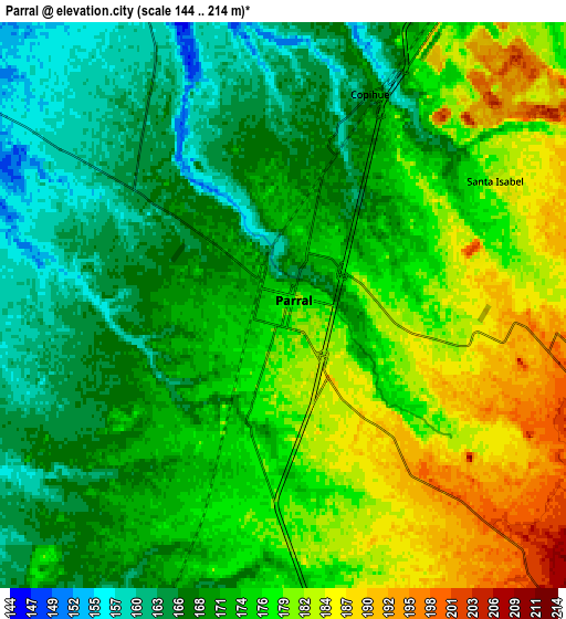 Zoom OUT 2x Parral, Chile elevation map