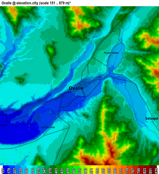 Zoom OUT 2x Ovalle, Chile elevation map