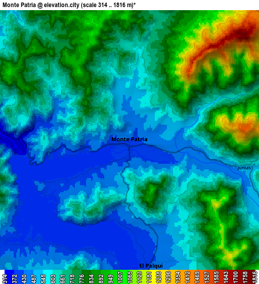 Zoom OUT 2x Monte Patria, Chile elevation map