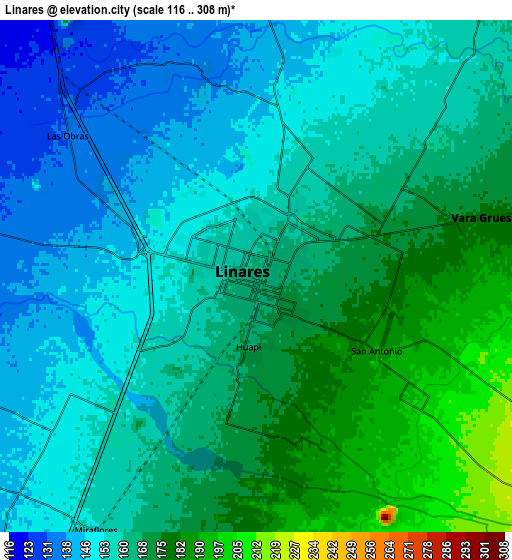 Zoom OUT 2x Linares, Chile elevation map