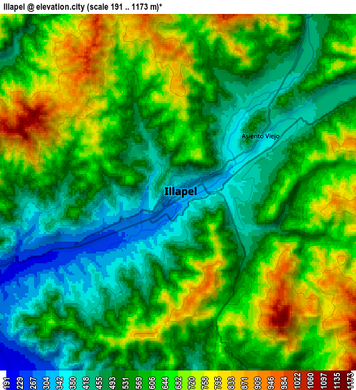 Zoom OUT 2x Illapel, Chile elevation map
