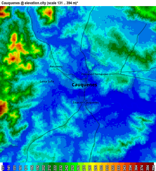 Zoom OUT 2x Cauquenes, Chile elevation map