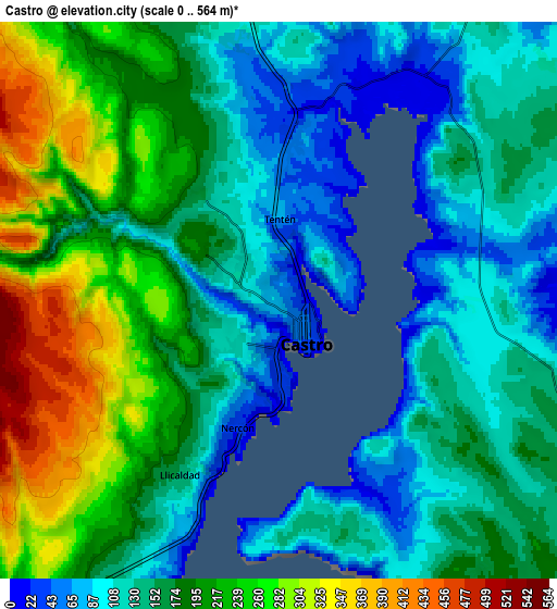 Zoom OUT 2x Castro, Chile elevation map