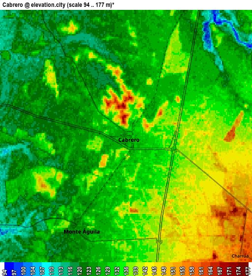 Zoom OUT 2x Cabrero, Chile elevation map
