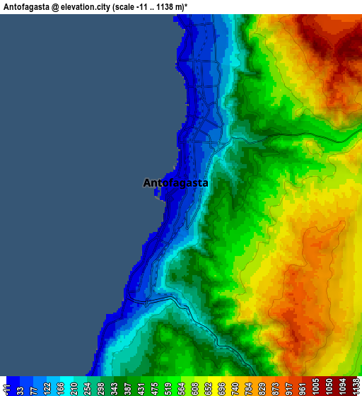 Zoom OUT 2x Antofagasta, Chile elevation map