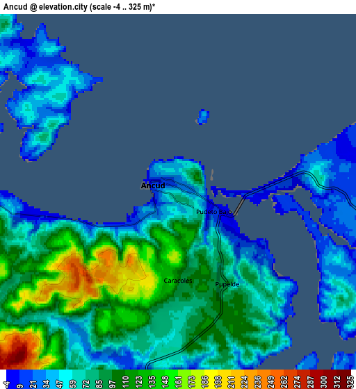 Zoom OUT 2x Ancud, Chile elevation map
