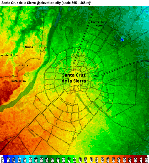 Zoom OUT 2x Santa Cruz de la Sierra, Bolivia elevation map