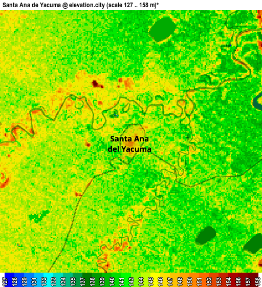Zoom OUT 2x Santa Ana de Yacuma, Bolivia elevation map