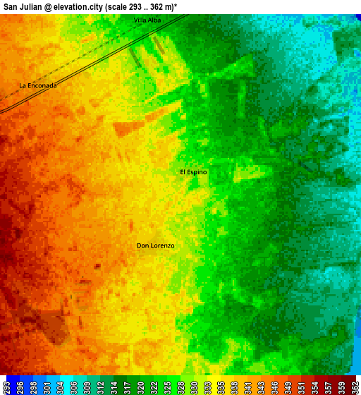 Zoom OUT 2x San Julian, Bolivia elevation map