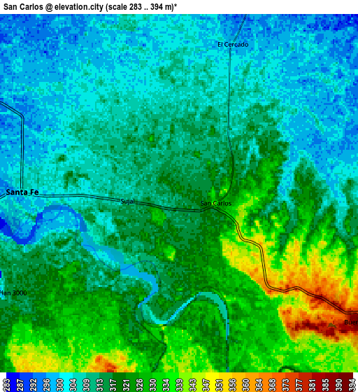Zoom OUT 2x San Carlos, Bolivia elevation map