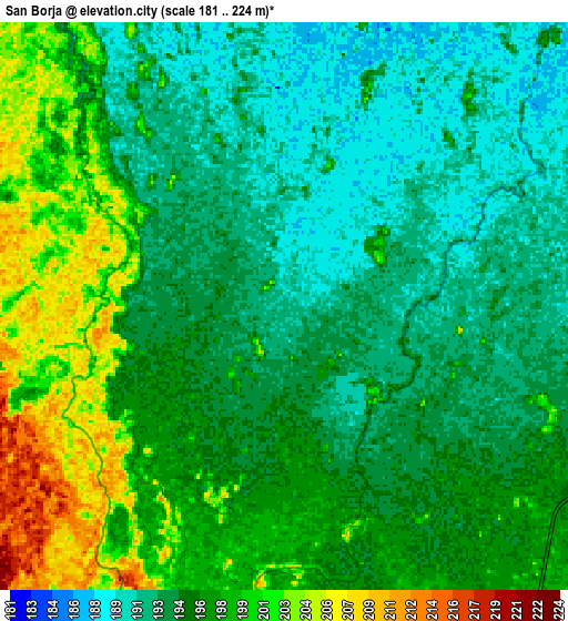 Zoom OUT 2x San Borja, Bolivia elevation map
