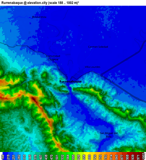 Zoom OUT 2x Rurrenabaque, Bolivia elevation map