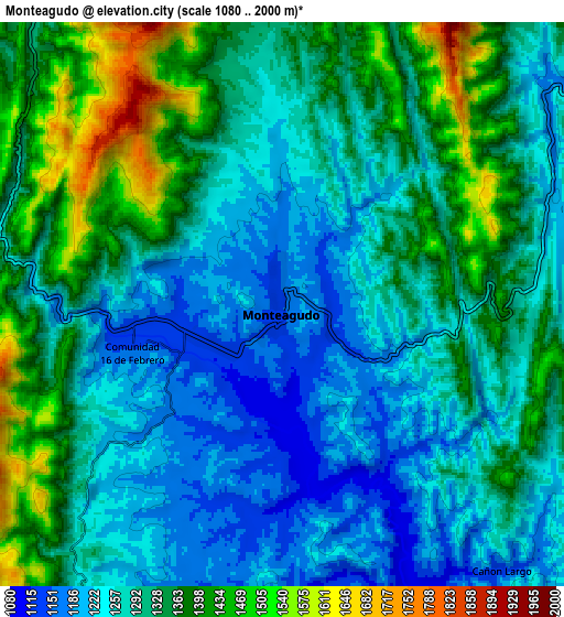 Zoom OUT 2x Monteagudo, Bolivia elevation map
