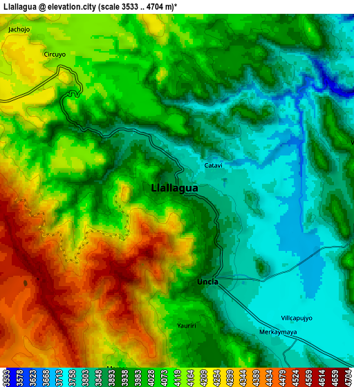 Zoom OUT 2x Llallagua, Bolivia elevation map