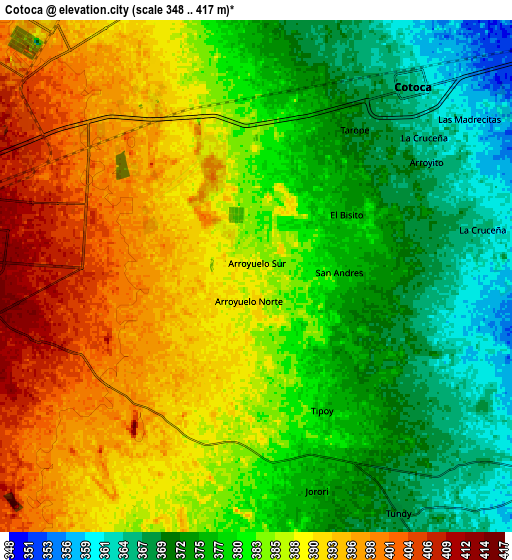 Zoom OUT 2x Cotoca, Bolivia elevation map