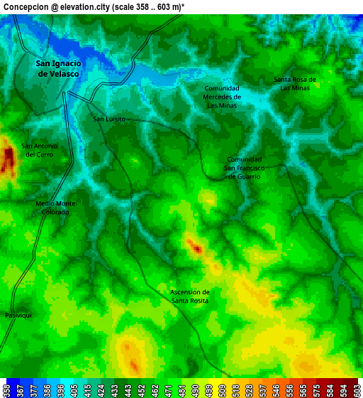 Zoom OUT 2x Concepción, Bolivia elevation map