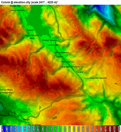 Zoom OUT 2x Colomi, Bolivia elevation map