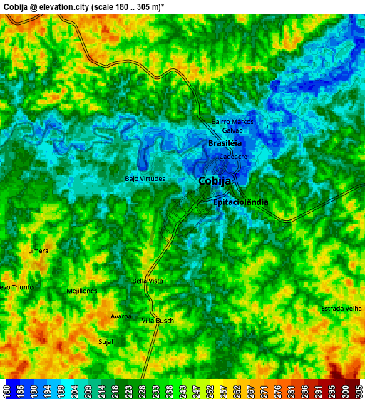 Zoom OUT 2x Cobija, Bolivia elevation map