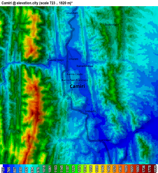 Zoom OUT 2x Camiri, Bolivia elevation map