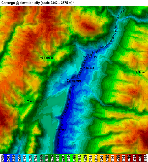 Zoom OUT 2x Camargo, Bolivia elevation map