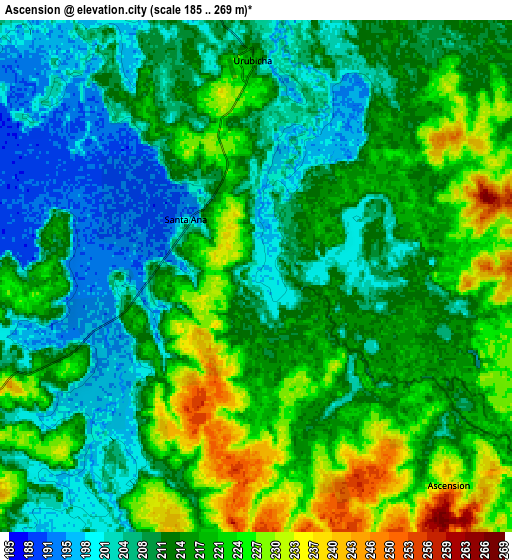 Zoom OUT 2x Ascensión, Bolivia elevation map