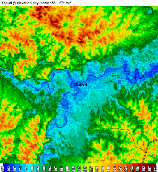 Zoom OUT 2x Xapuri, Brazil elevation map