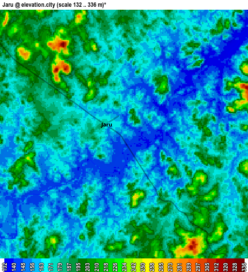 Zoom OUT 2x Jaru, Brazil elevation map