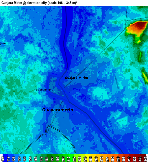 Zoom OUT 2x Guajará Mirim, Brazil elevation map