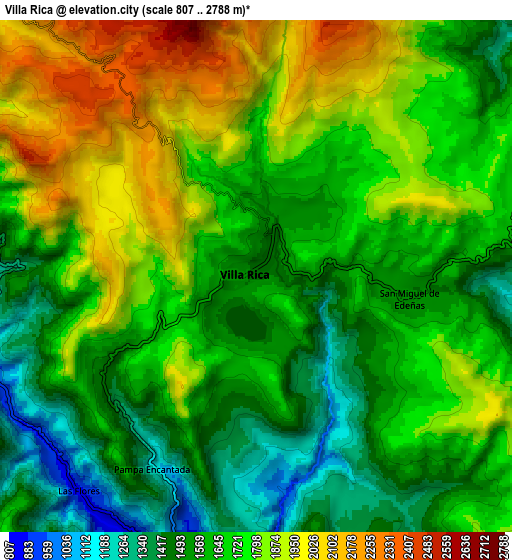 Zoom OUT 2x Villa Rica, Peru elevation map