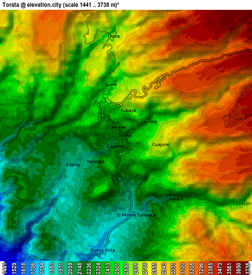 Zoom OUT 2x Torata, Peru elevation map