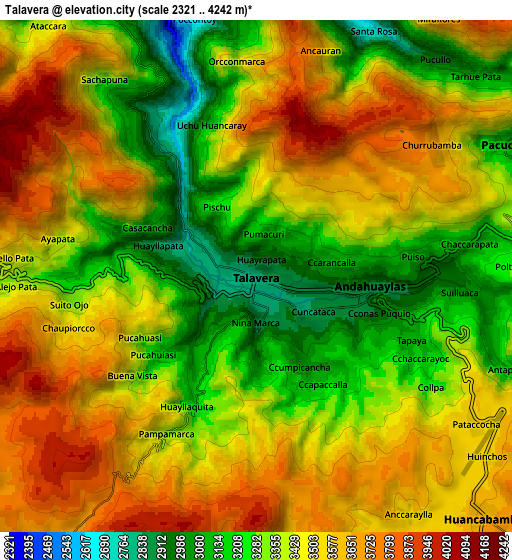 Zoom OUT 2x Talavera, Peru elevation map