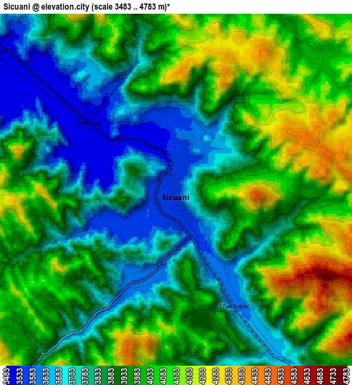 Zoom OUT 2x Sicuani, Peru elevation map