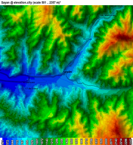 Zoom OUT 2x Sayán, Peru elevation map