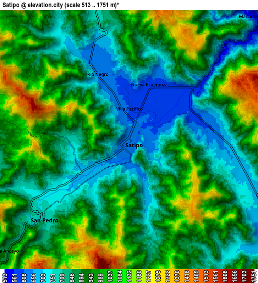 Zoom OUT 2x Satipo, Peru elevation map