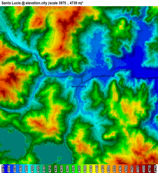 Zoom OUT 2x Santa Lucía, Peru elevation map