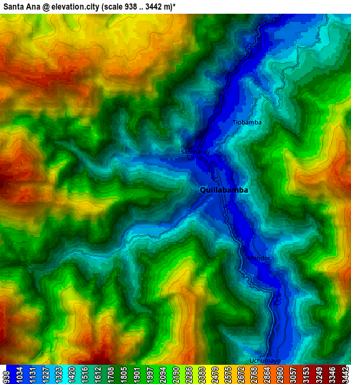 Zoom OUT 2x Santa Ana, Peru elevation map
