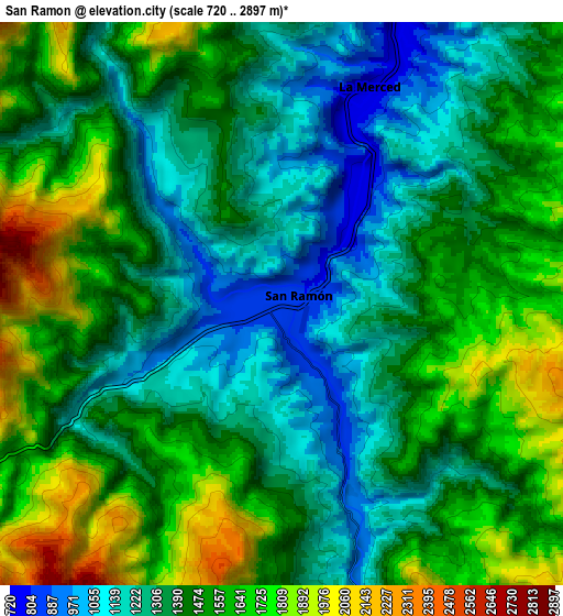Zoom OUT 2x San Ramón, Peru elevation map