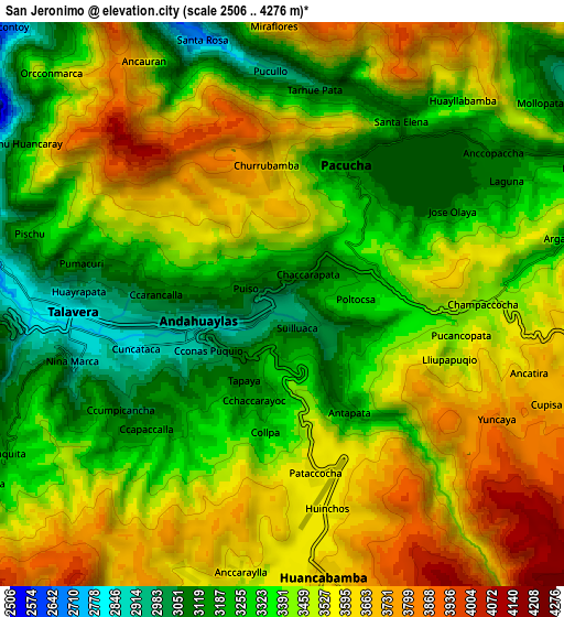 Zoom OUT 2x San Jerónimo, Peru elevation map