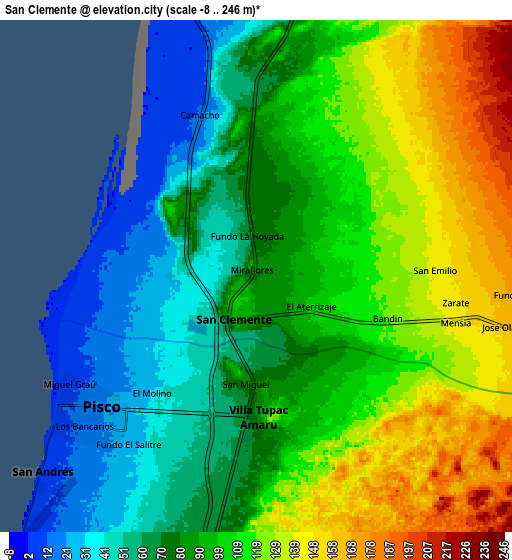 Zoom OUT 2x San Clemente, Peru elevation map