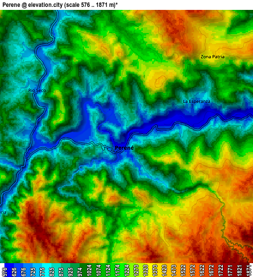 Zoom OUT 2x Perené, Peru elevation map