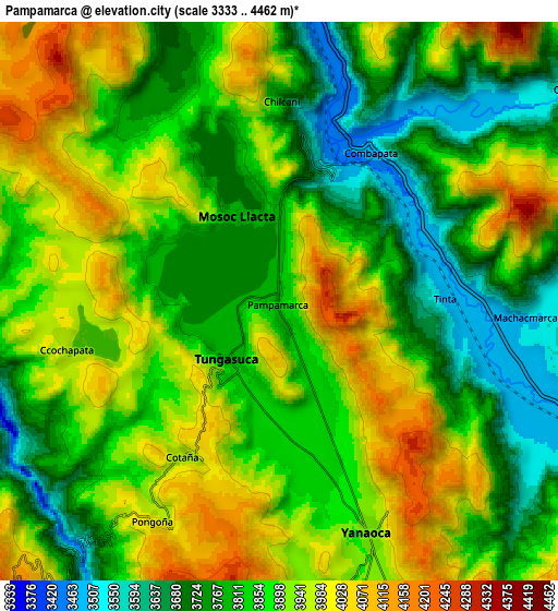 Zoom OUT 2x Pampamarca, Peru elevation map