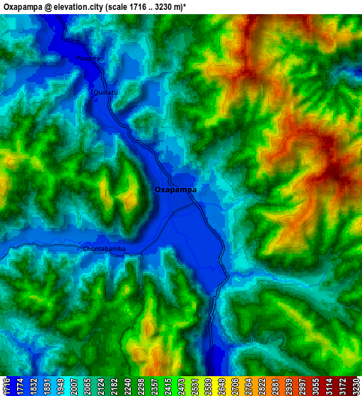 Zoom OUT 2x Oxapampa, Peru elevation map