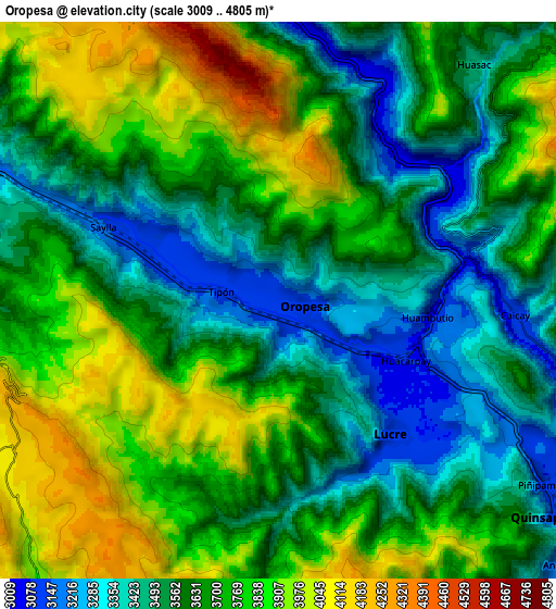 Zoom OUT 2x Oropesa, Peru elevation map
