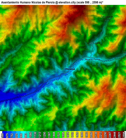 Zoom OUT 2x Asentamiento Humano Nicolas de Pierola, Peru elevation map